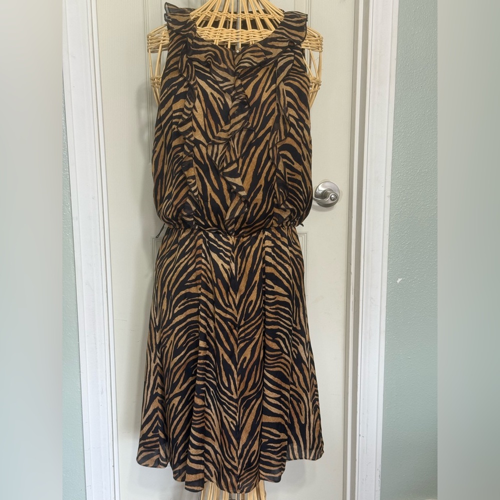 White House Black Market Silk Animal Print Dress Size 8